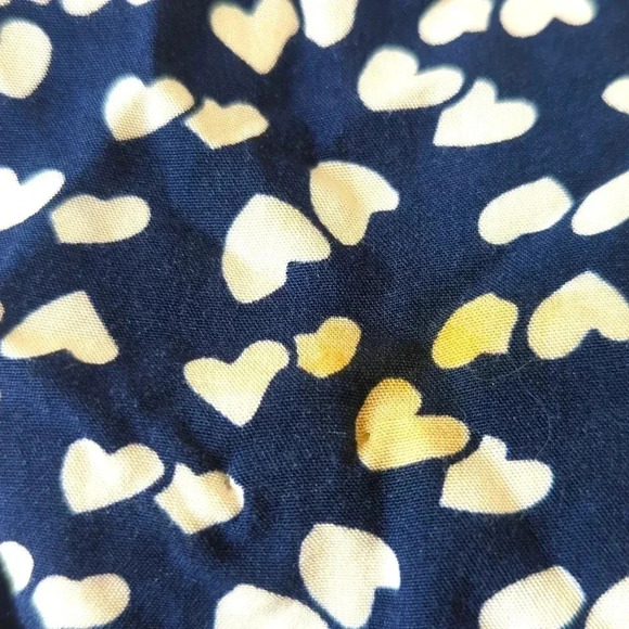 J. CREW Navy Blue White Heart Print Tank Top Button Mini Knee Length Dress - Picture 8 of 9